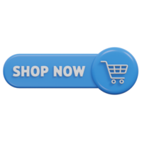 shop now button 3d render, transparent background, click button png