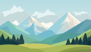 Flat minimalistic design. Panorama of a mountain landscape. Easy to change colors. vector