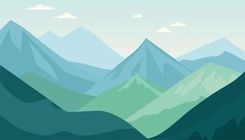 plano minimalista diseño. panorama de un montaña paisaje. fácil a cambio colores. vector