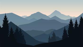 Flat minimalistic design. Panorama of a mountain landscape. Easy to change colors. vector