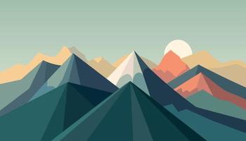 Flat minimalistic design. Panorama of a mountain landscape. Easy to change colors. vector