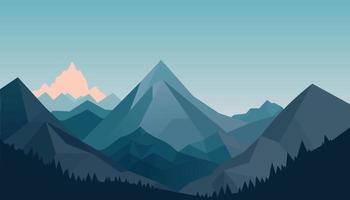 Flat minimalistic design. Panorama of a mountain landscape. Easy to change colors. vector