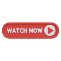 watch now button 3d render, transparent background, click button png