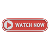 watch now button 3d render, transparent background, click button png