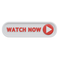 watch now button 3d render, transparent background, click button png