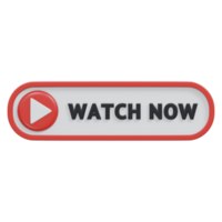 watch now button 3d render, transparent background, click button png