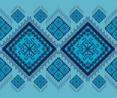 Ethnic folk geometric seamless pattern in blue tone in vector illustration design for fabric, mat, carpet, scarf, wrapping paper, tile and more