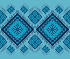 Ethnic folk geometric seamless pattern in blue tone in vector illustration design for fabric, mat, carpet, scarf, wrapping paper, tile and more