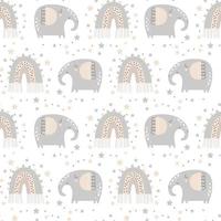 Pattern with cute elephan. Vector illustrations