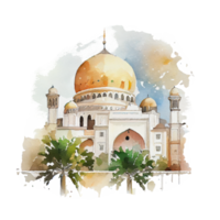 Beautiful watercolor  mosque illustration Generate AI png