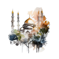 magnifique aquarelle mosquée illustration produire ai png