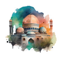 Beautiful watercolor  mosque illustration Generate AI png