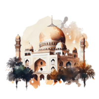 hermosa acuarela mezquita ilustración generar ai png