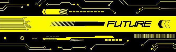 Futuristic Black and Yellow Banner in Cyberpunk Style vector