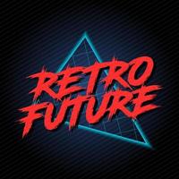 Retro Future Logo 80's Style Vector Art. Glowy Neon Logo Synthwave