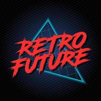 retro futuro logo Años 80 estilo vector Arte. resplandeciente neón logo sintetizador