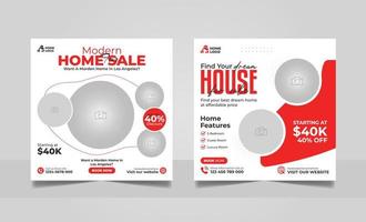 Real estate business promotion square flyer luxury house property sale social media post web banner template. vector