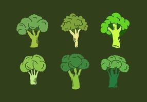 Green color of broccoli set design vector