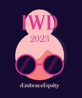 Stylish postcard, banner of International Women's Day Embrace Equity in bright style. vector