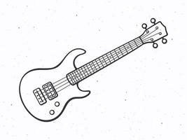 mano dibujado garabatear de rock electro o bajo guitarra vector