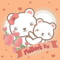 Cute bears are congratulating mother's day vector