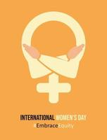 International Women's Day. Embrace Equity. Gender equality concept in bright colors. Vector banner.