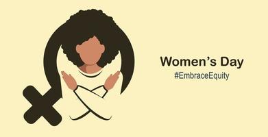 Concept poster for International Women's Day in beige solid colors. Embrace Equity Woman EmbraceEquity Women's Day Campaign Theme. vector