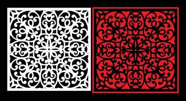 Decorative wall panels set Jali design CNC pattern, laser cutting pattern, router CNCcutting.Jali Laser cut decorative panel set with lace pattern. vector