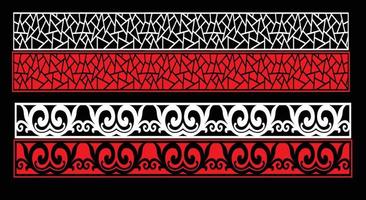 Decorative wall panels set Jali design CNC pattern, laser cutting pattern, router CNCcutting.Jali Laser cut decorative panel set with lace pattern. vector