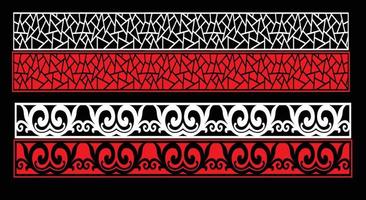 Decorative wall panels set Jali design CNC pattern, laser cutting pattern, router CNCcutting.Jali Laser cut decorative panel set with lace pattern. vector