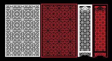 Decorative wall panels set Jali design CNC pattern, laser cutting pattern, router CNCcutting.Jali Laser cut decorative panel set with lace pattern. vector