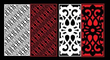 Decorative wall panels set Jali design CNC pattern, laser cutting pattern, router CNCcutting.Jali Laser cut decorative panel set with lace pattern. vector