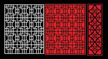 Decorative wall panels set Jali design CNC pattern, laser cutting pattern, router CNCcutting.Jali Laser cut decorative panel set with lace pattern. vector