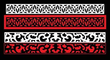 Decorative wall panels set Jali design CNC pattern, laser cutting pattern, router CNCcutting.Jali Laser cut decorative panel set with lace pattern. vector