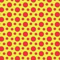 Red and yellow, polka dot jersey pattern. Pois, polka dots memphis style. Flat vector seamless dotted pattern. Vintage, abstract geometric wallpaper or banner. Christmas. Point, round signs.