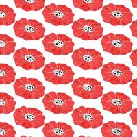 Seamless pattern with red poppy flowers vector