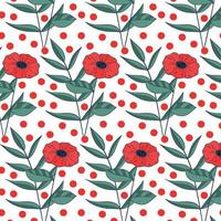 Seamless pattern with red poppy flowers vector