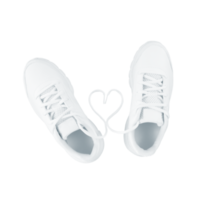 White sport shoes and heart shape from laces isolated on transparent background. Stock photo png