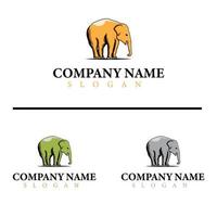 Strong elephant business logo, elephant mascot logo template with three colors variation vector