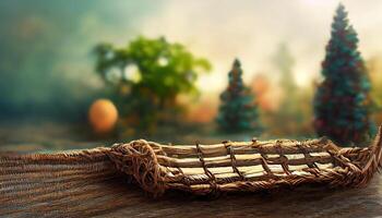 Large outdoor hammock in small pavilion near streams and riverside plants stream environment. photo