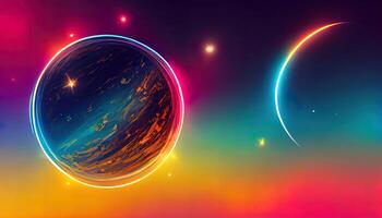 Abstract solar system with planets and stars in orbit. photo