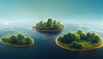 World Conservation, Day environment and Floating islands with trees. photo