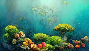 Beautiful underwater world with corals. photo
