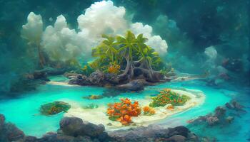 Nature atoll tropical coast reef. photo