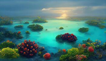 Nature atoll tropical coast reef. photo