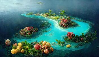 Beautiful underwater world with corals. photo