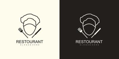 restaurante logo diseño con cheff concepto vector