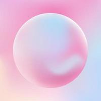 Abstract liquid liquid circles hologram on a colored background. 3D sphere in light pink color. Vector