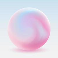 Abstract liquid liquid circles hologram on a colored background. 3D sphere in light pink color. Vector