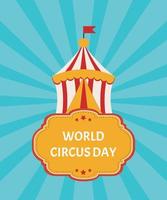 World Circus Day. Image of a circus tent on a blue background with diverging rays. Blue background. Vector Illustration EPS10